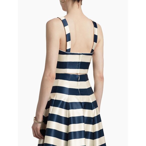 NICHOLAS THE LABEL Sasha Navy Cream Striped Crop Striped Bustier Top Sz 6 NWT - Picture 3 of 4